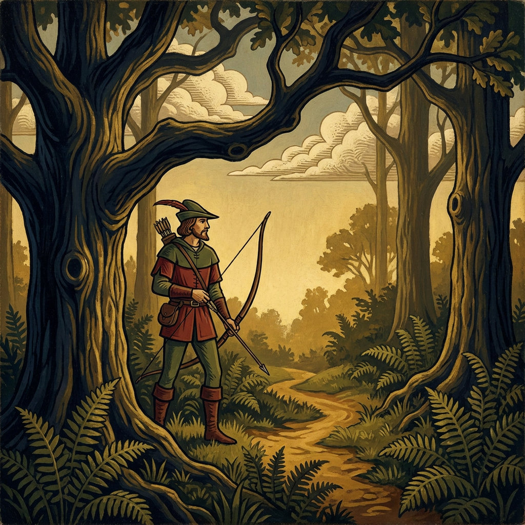 Robin watches the greenwood paths.