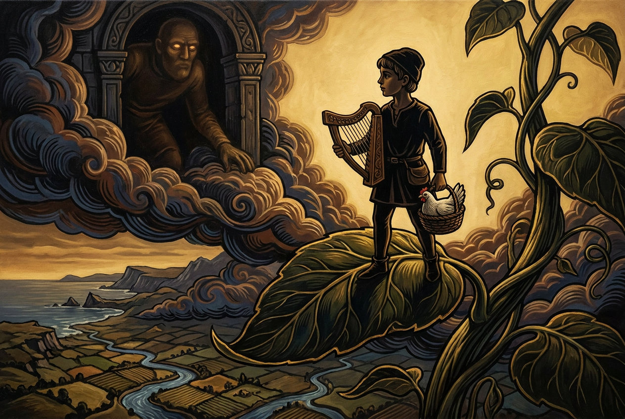Jack steals the giant's treasures in the sky.