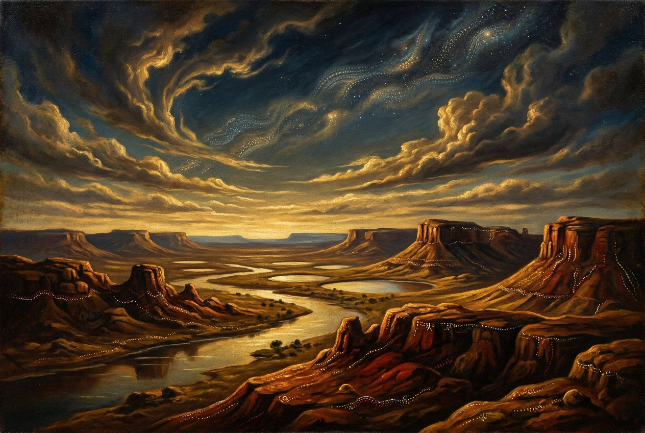 Creation stories join sky, water and ground.