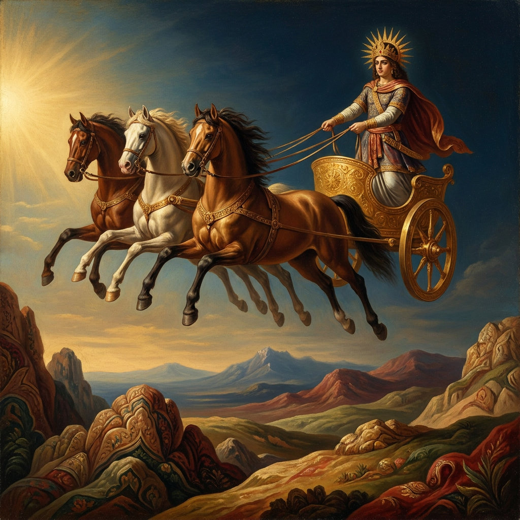 Mithra crosses the wide pastures at dawn.